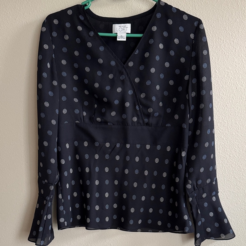 LOFT chiffon Blouse with Dotted Design